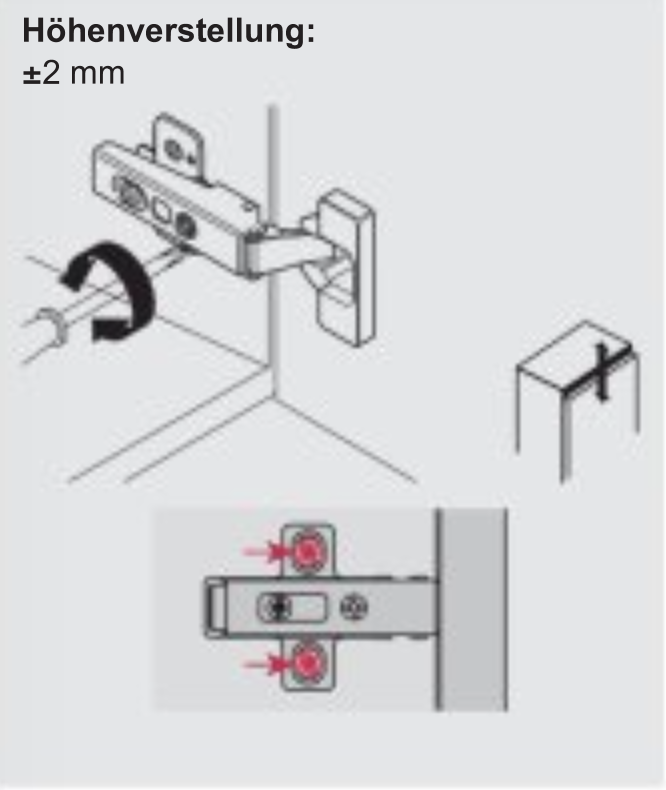 Topfscharnier Einstellung Höhe