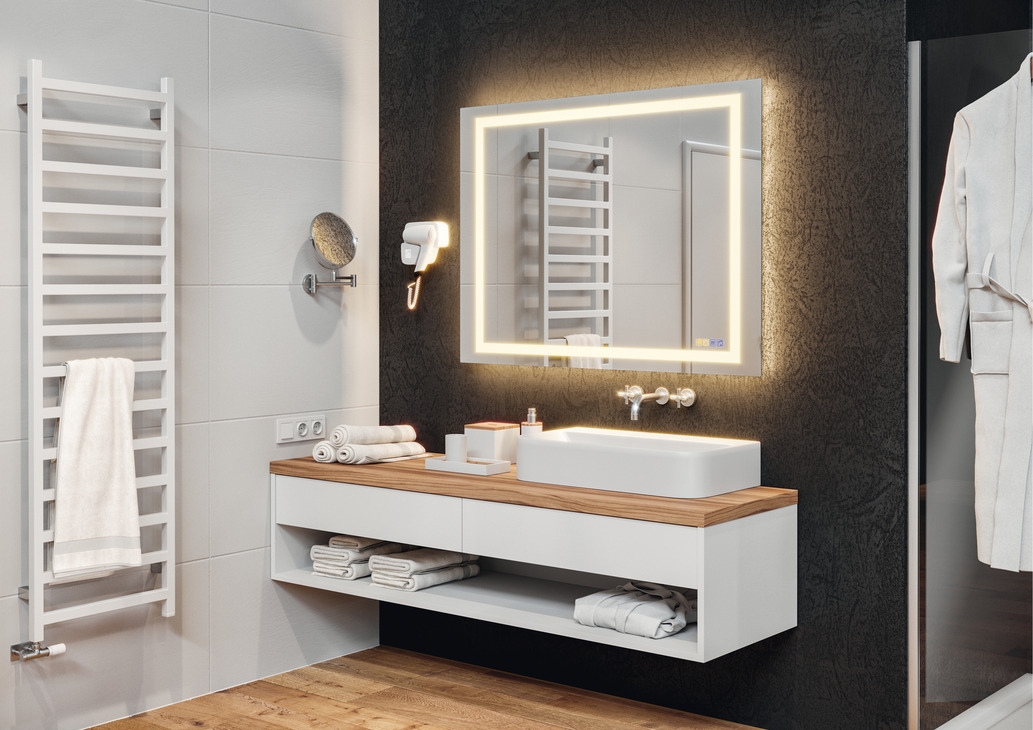 Specchio da bagno Häfele con illuminazione LED LOOX5, touch dimmer e audio  Bluetooth